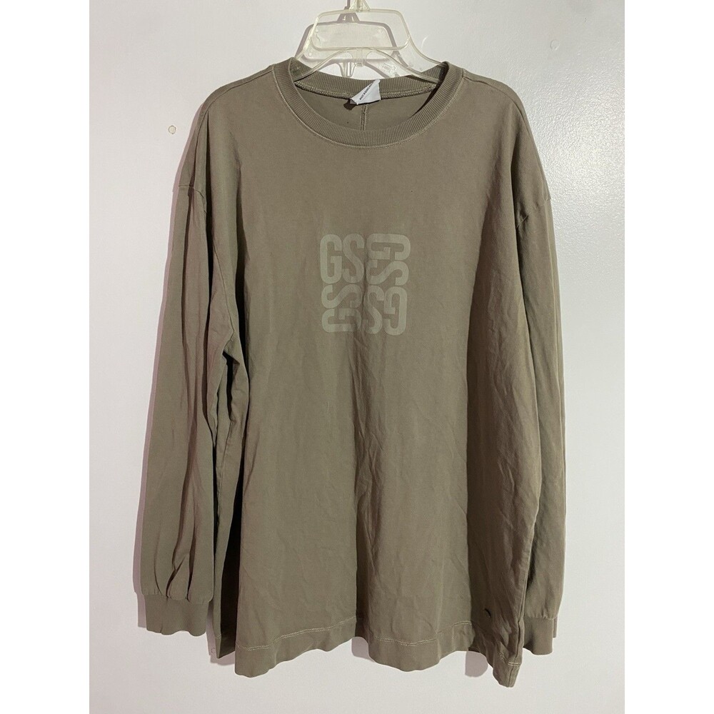 Gymshark Shirt Mens XL Tan Gym Athleisure Casual Long Sleeves Logo‎ Outdoor